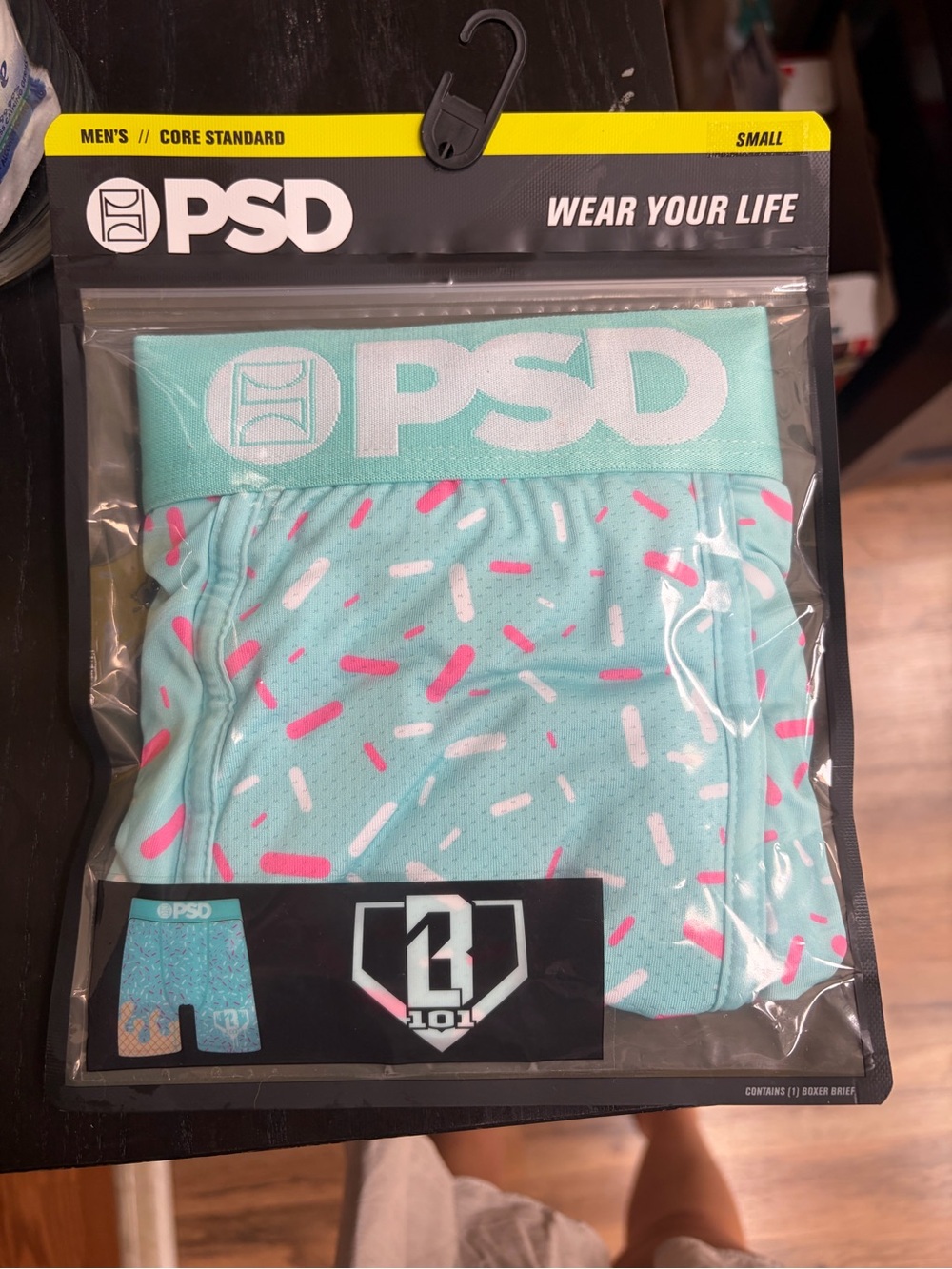 PSD Mint Boxer Briefs with Pink & White Sprinkles